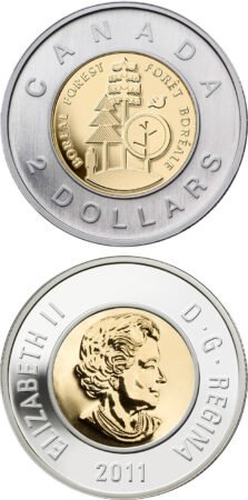 Canadian Currency Loonie And Toonie
