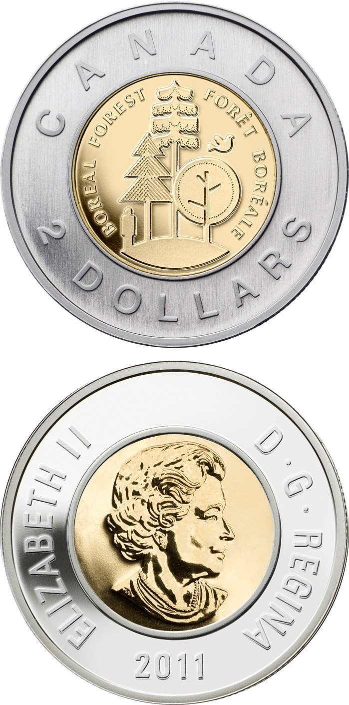 Canadian Currency Loonie And Toonie