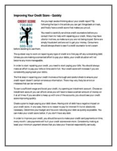 How To Improve My Credit Score Quickly
