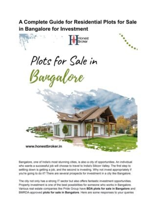Best Place To Invest In Bangalore