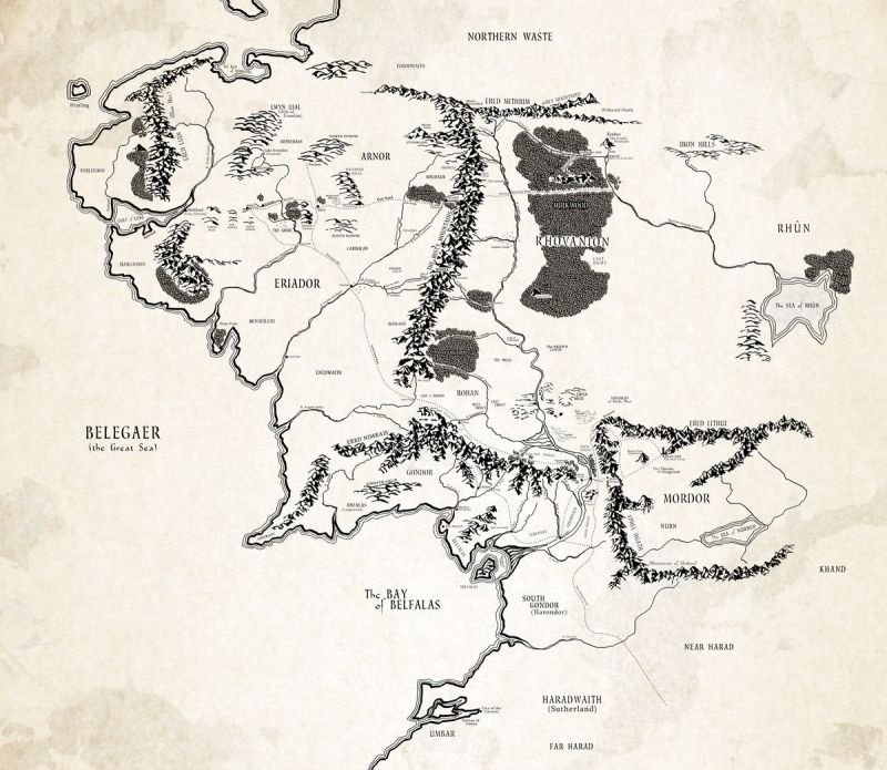 Numenor And Middle Earth Map Numenor And Middle Earth Map