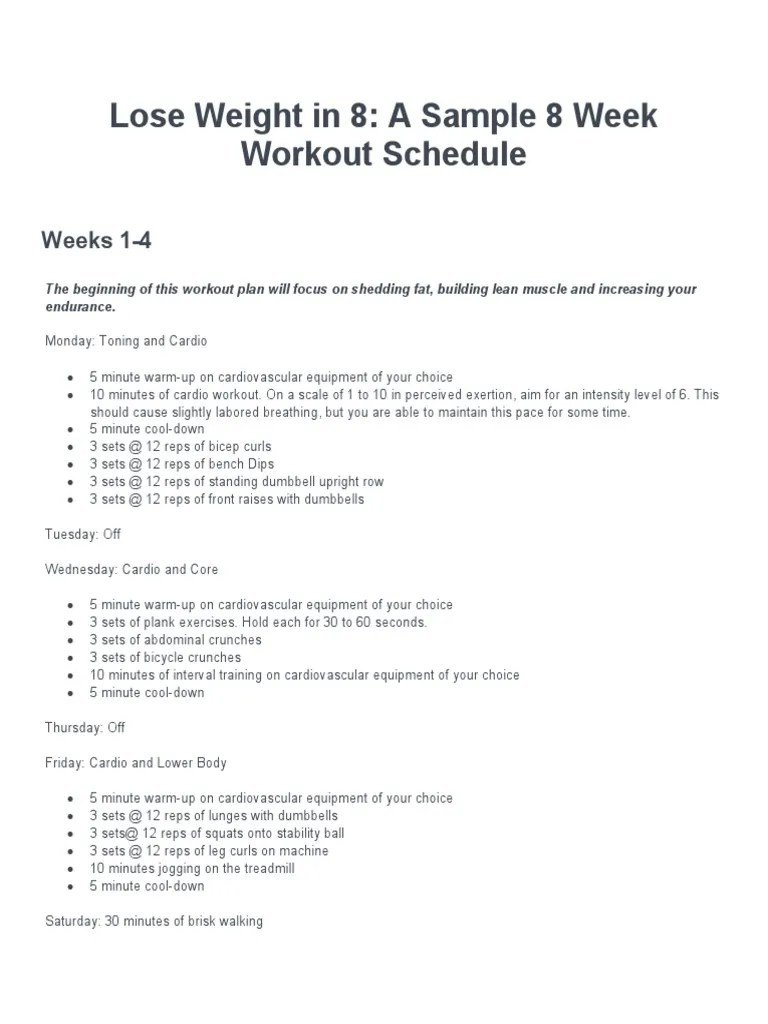 Workout Program For Losing Weight