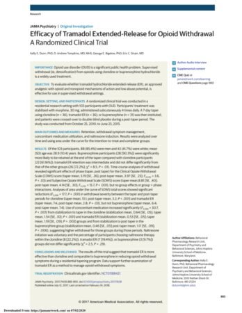 Will Tramadol Help With Withdrawal From Opiates