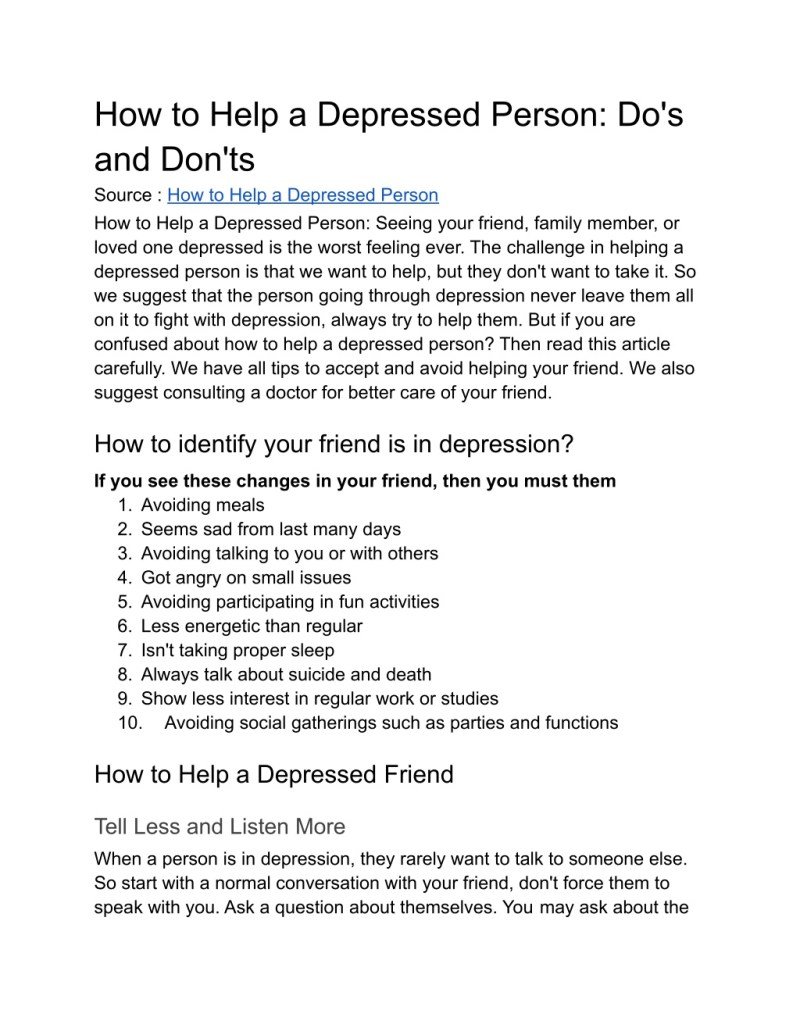 How To Help Someone Depressed