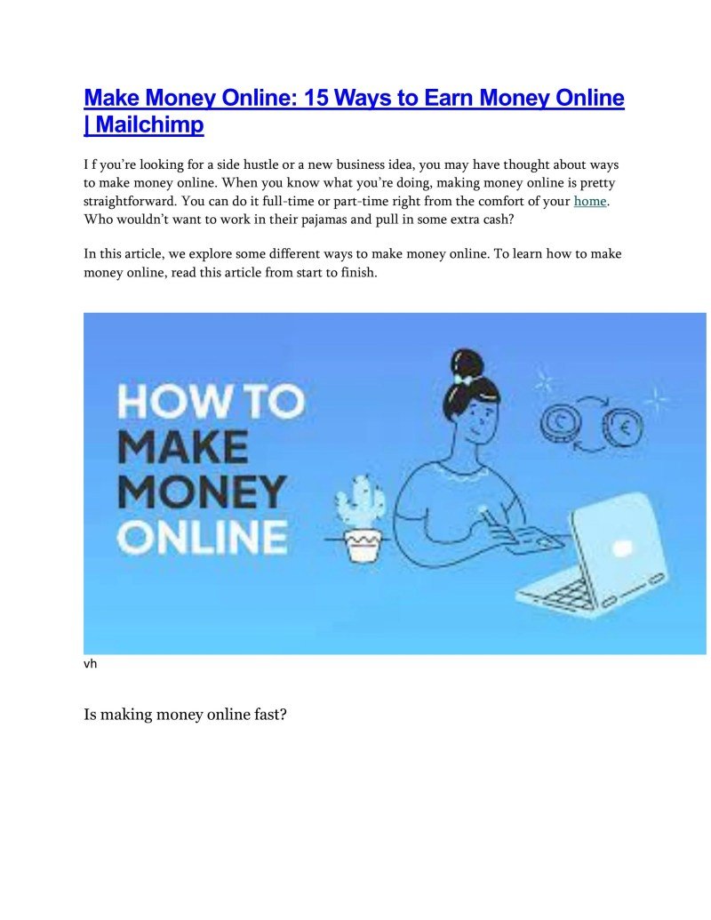 How To Earn Money From Home Online Fast Easy